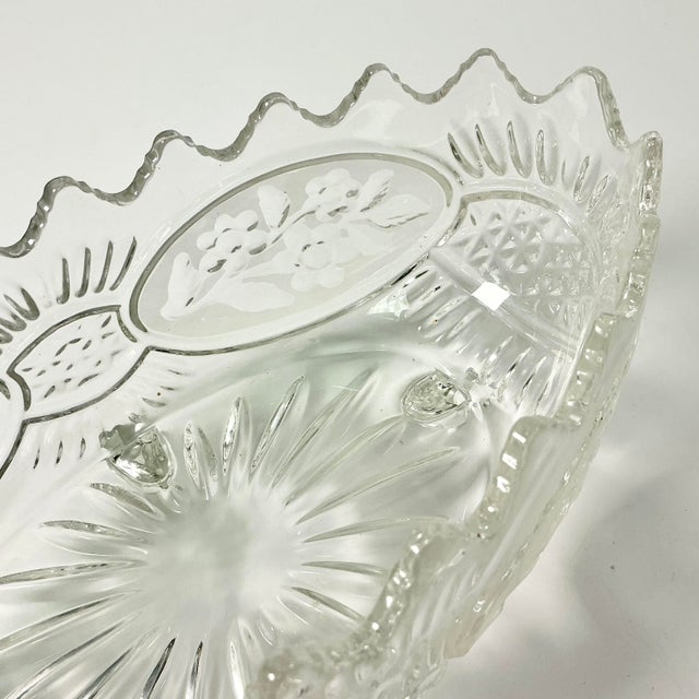 Mid-Century Boho Chic Hollywood Regency Glass Footed Centerpiece/Fruit Bowl For Sale - Image 4 of 16