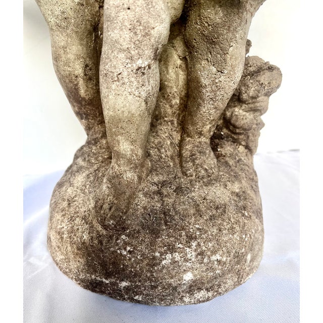 Vintage Mid-Century Neoclassical Weathered Concrete 18" Cherub Fountain Sculpture For Sale In Dallas - Image 6 of 16