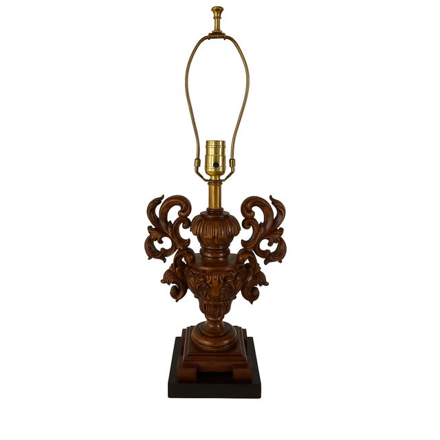 Ralph Lauren Style Maitland-Smith Gilt Lamp With Real Embossed Leather Shade & Black Marble Base — 30 Inches Tall For Sale In San Diego - Image 6 of 8