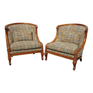 Pair Vintage French Country Grande Duke Down Lounge Chairs by Century Furniture