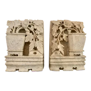 1930s Chinese Art Deco Soapstone Bookends - A Pair