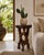 Striking vintage plant stand hand-carved from solid mahogany wood, featuring a sculptural organic form with openwork...