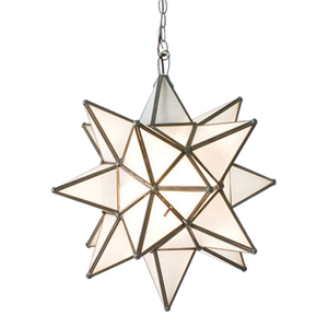 Matthew Izzo Home 12" Frosted Glass Moravian Star Pendant Light With Oxidized Metal Trim