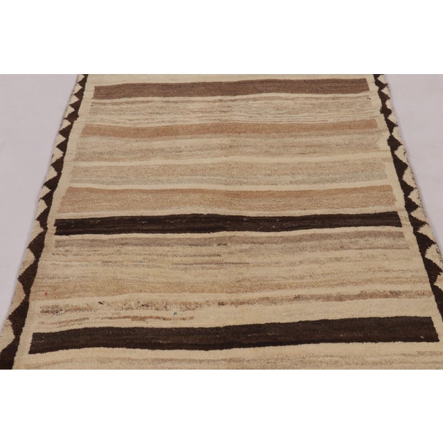 Rug & Kilim Vintage Persian Gabbeh Rug, Brown and Beige Striped Tribal Design - Rug & Kilim For Sale - Image 4 of 10