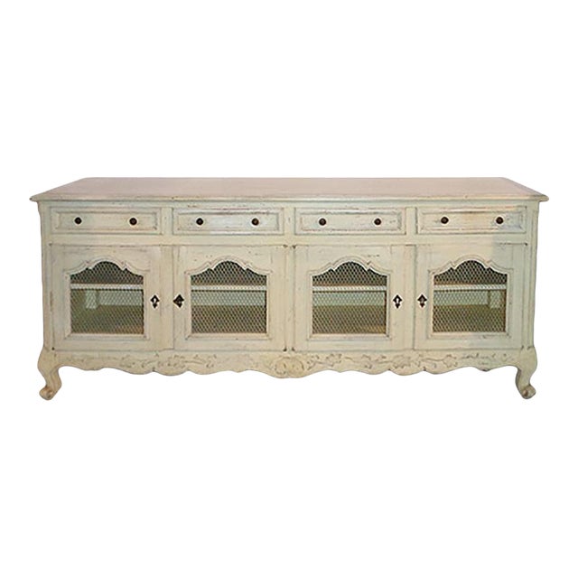 Vintage Low French Country Style White Carved And Painted Sideboard Chairish