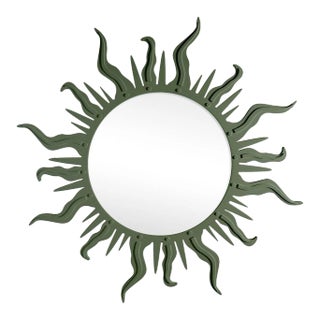 Fleur Home Carnival Flambeau Circle Mirror in Duck Green, 36x36 For Sale