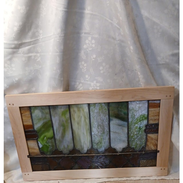 Early 20th Century Antique Willet Studio Slag Glass Window Panel in Hand-Crafted Maple Frame – Piece 2 of 2 For Sale - Image 5 of 13