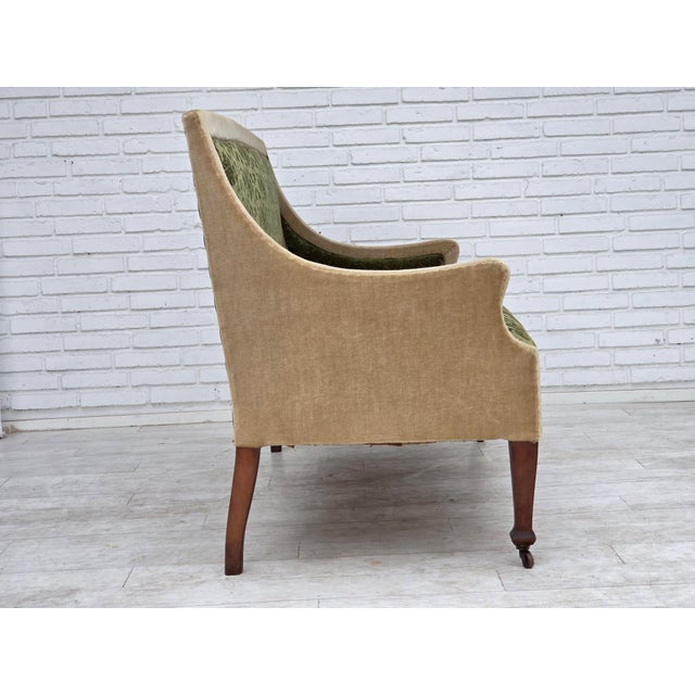 Danish Ash Wood Two-Seater Sofa with Velour Upholstery, 1930s For Sale - Image 16 of 18
