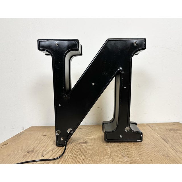 Vintage Illuminated Letter N, 1970s For Sale - Image 9 of 17