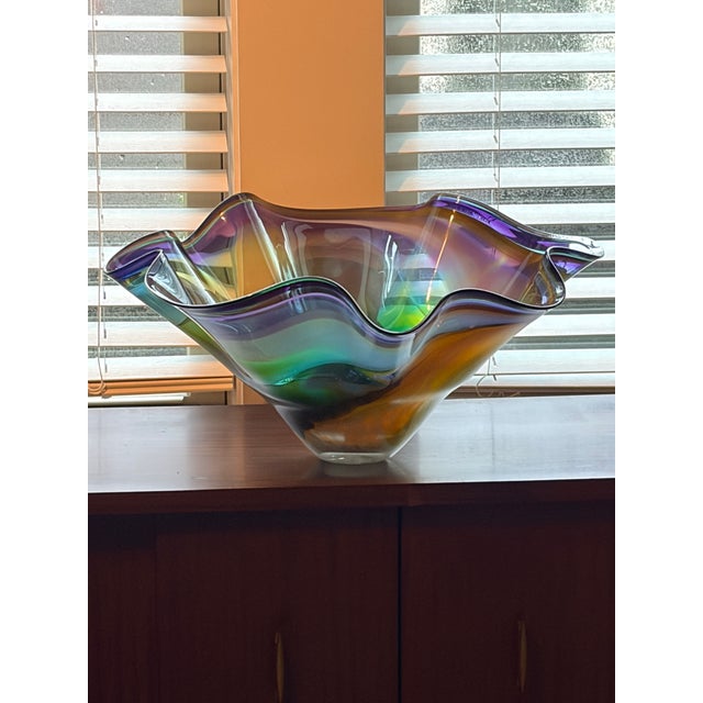 A 1994 UNIQUE authentic piece ~ this Michael Hansen Art Deco decorative centerpriece bowl is BEAUTIFUL. This hand blown...