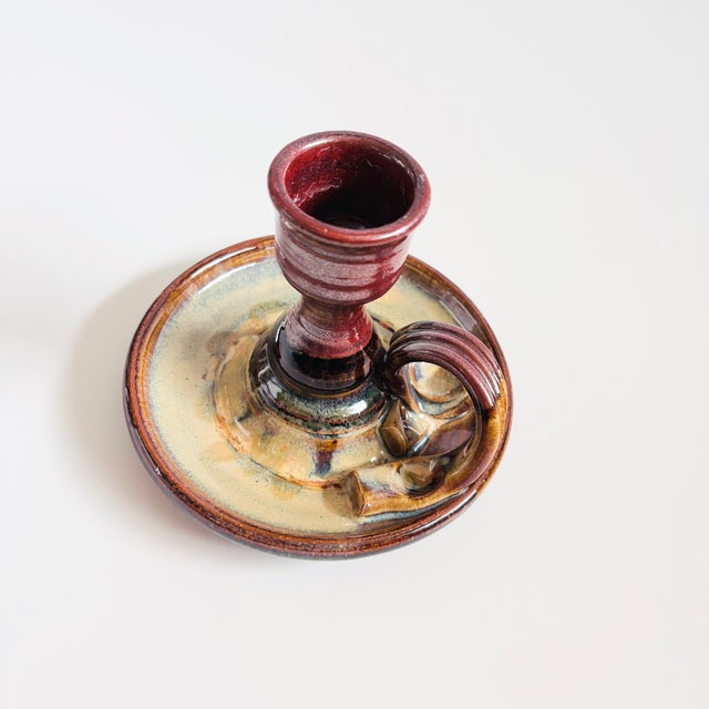 Contemporary Vintage Studio Pottery Candle Holder For Sale - Image 3 of 12