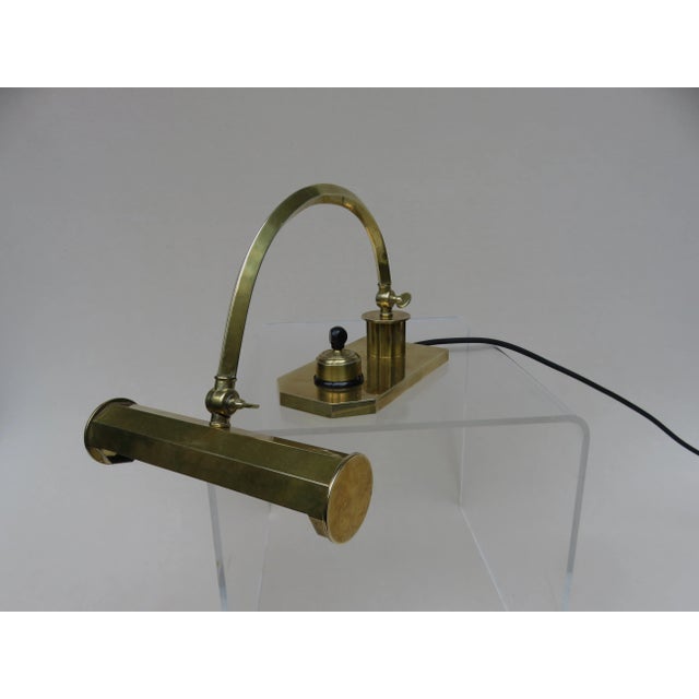 Vintage Art Deco Polished Brass Piano Light For Sale - Image 3 of 18