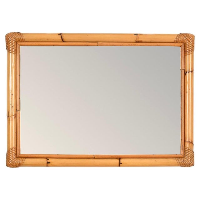 Mid-Century Italian Rectangular Mirror in Bamboo and Rattan, Italy, 1970s For Sale - Image 11 of 11
