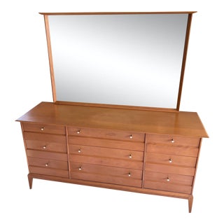 1960s Heywood Wakefield 9 Drawer Dresser With Mirror - Set of 2 For Sale