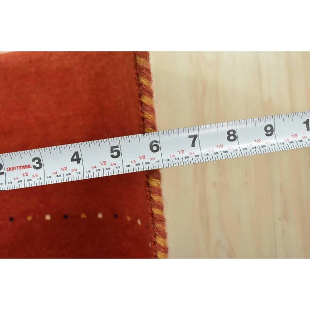 Gabbeh 6’2” X 9’8” Red Wool Contemporary Hand-Knotted Area Rug For Sale - Image 11 of 12