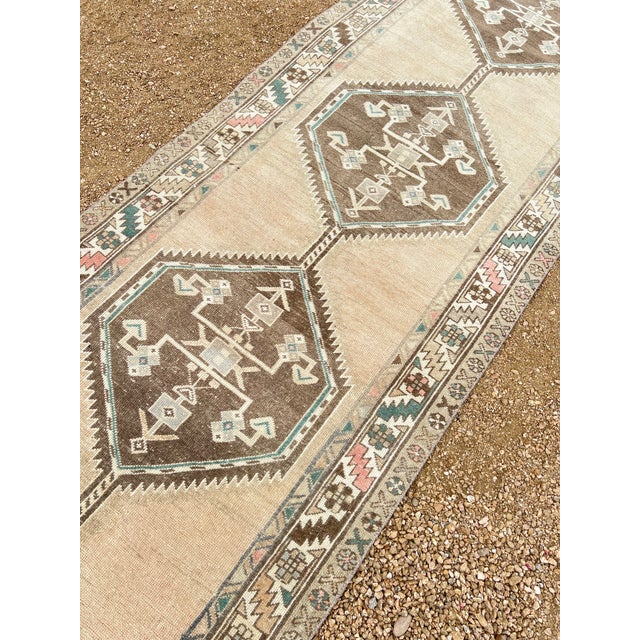 1960s 1960s Vintage Persian, Geometric Pattern, Earthy Color Runner Rug For Sale - Image 5 of 7