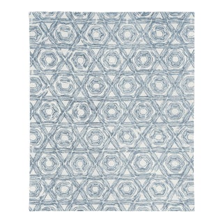Exquisite Rugs Melbourne Hand Loom Wool & Cotton Dark Blue - 10'x14' For Sale