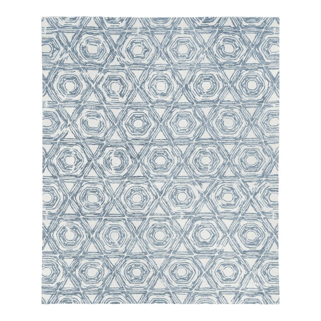 Exquisite Rugs Melbourne Hand Loom Wool & Cotton Dark Blue - 10'x14' For Sale