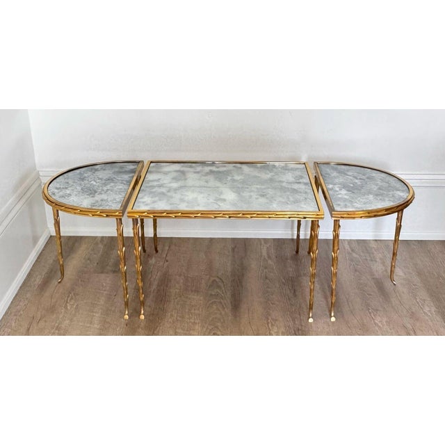 Mid-Century Baguès Bronze Doré Palmier Tripartite Coffee Table, Circa 1950 For Sale - Image 12 of 16