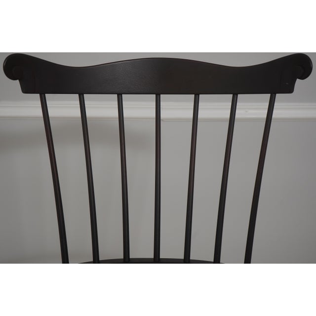 1990s Set of 8 Black Crackle Painted Finish Windsor Dining Room Chairs For Sale - Image 5 of 18