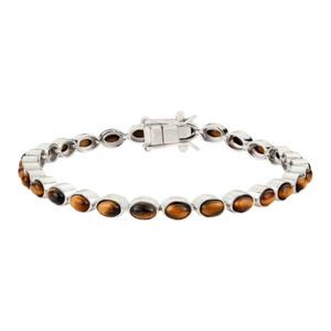Retro Tiger’s Eye Tennis Bracelet in Sterling Silver for Her