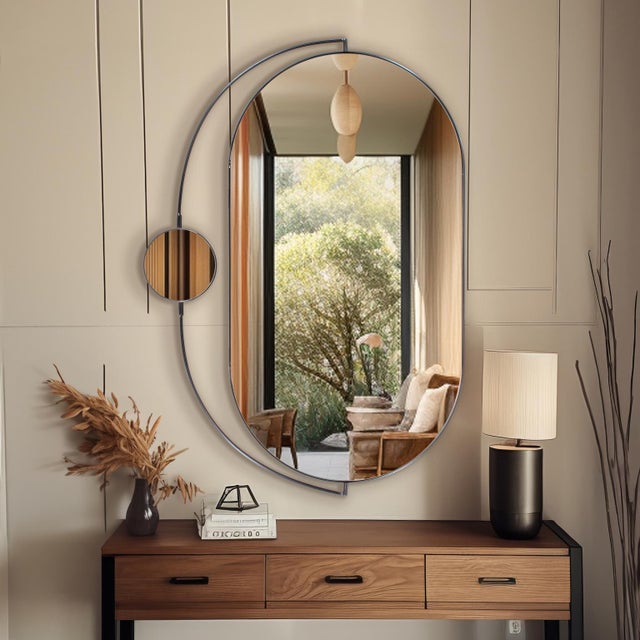 Janik Stainless Steel Double Vanity Mirror- Brushed Black For Sale In Chicago - Image 6 of 9
