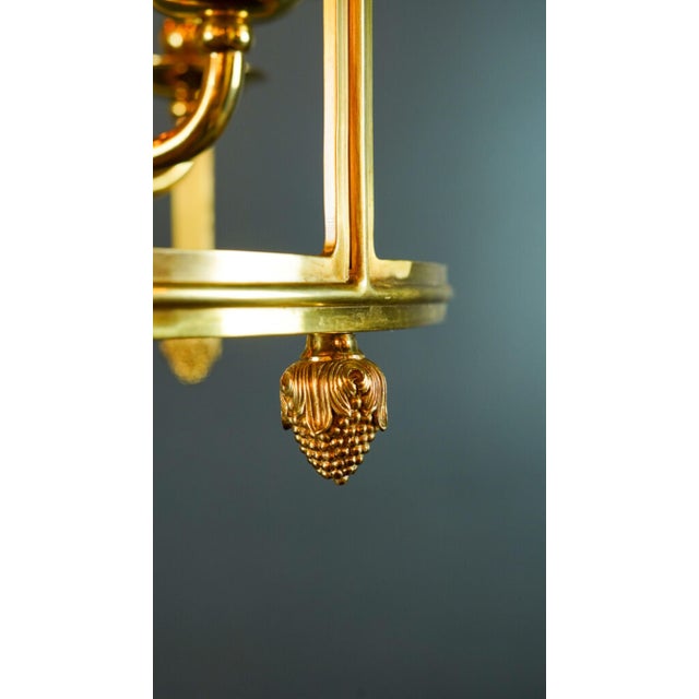 Custom Made Brass Lantern Chandelier Circular Glass Pendant Light 6 Light For Sale - Image 15 of 17