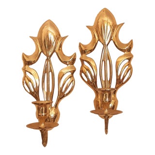 Vintage Williams Brass Candle Sconces a Pair For Sale