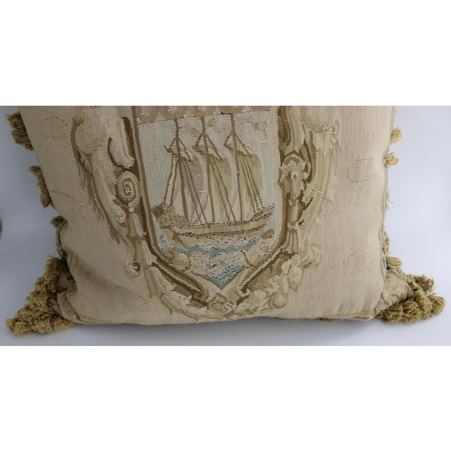 ABSOLUTELY GORGEOUS Antique French Aubusson Tapestry Needlepoint Pillow w/Cherubs, 24x24". Down filled. In very good...