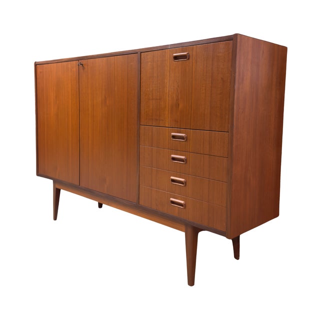Mid-Century Modern Mid-Century Modern Swedish Teak Highboard, c.1960s For Sale - Image 3 of 8