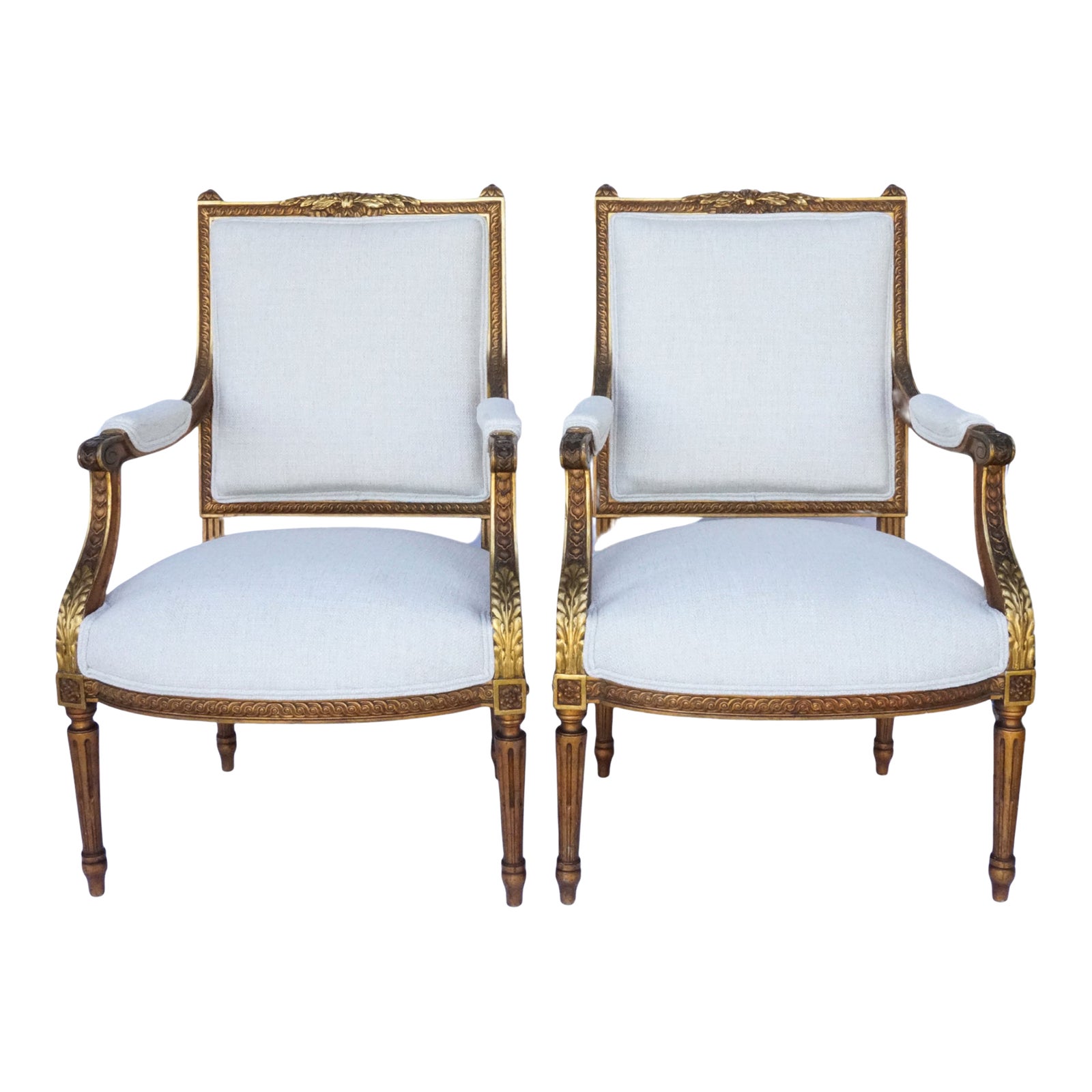 Early 19th Century Louis XVI Giltwood Fauteuils – Pair of French ...