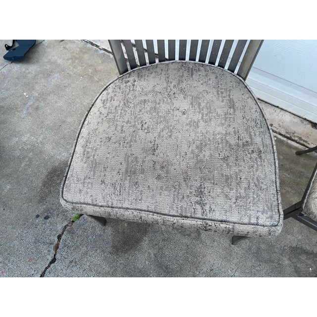 Vintage Mid Century Modern Shaver Howard Slatted Steel Back Dining Chairs Set of 6 With Patina For Sale In Sacramento - Image 6 of 12