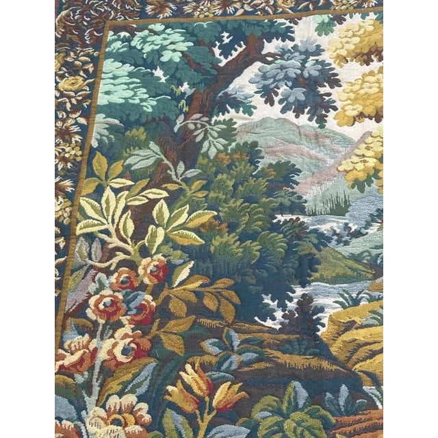 1970s Vintage French Verdure Jacquard Tapestry in the style of Aubusson, 1970s For Sale - Image 5 of 18