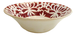 Salad Bowl with Stylized Floral Stencil Decoration by Digoin Sarreguemines, 1950s