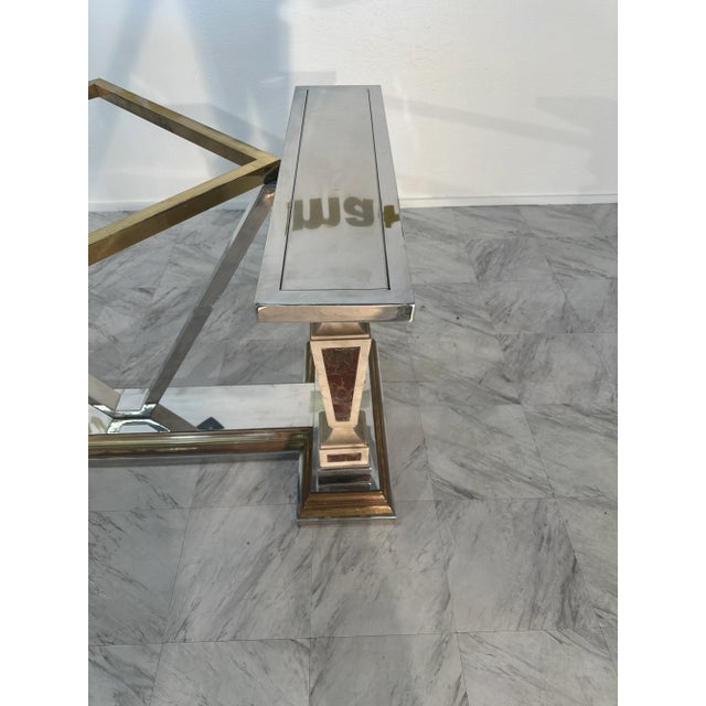 Mid-Century Modern Sculpted Metal and Marble Dining Table With Glass Top 1970 For Sale - Image 10 of 12