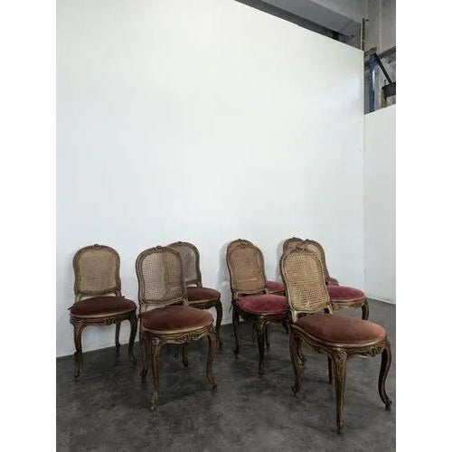 Louis XV Style Caned Chairs, Set of 8, in Very Good conditions.