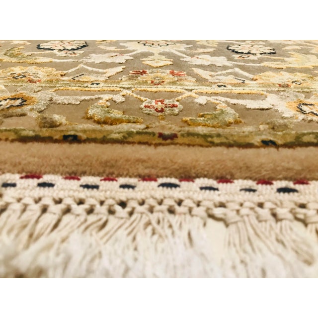 Brown and Olive Green Wool & Silk Jaipur Carpets, 1983, Set of 2 For Sale - Image 6 of 11