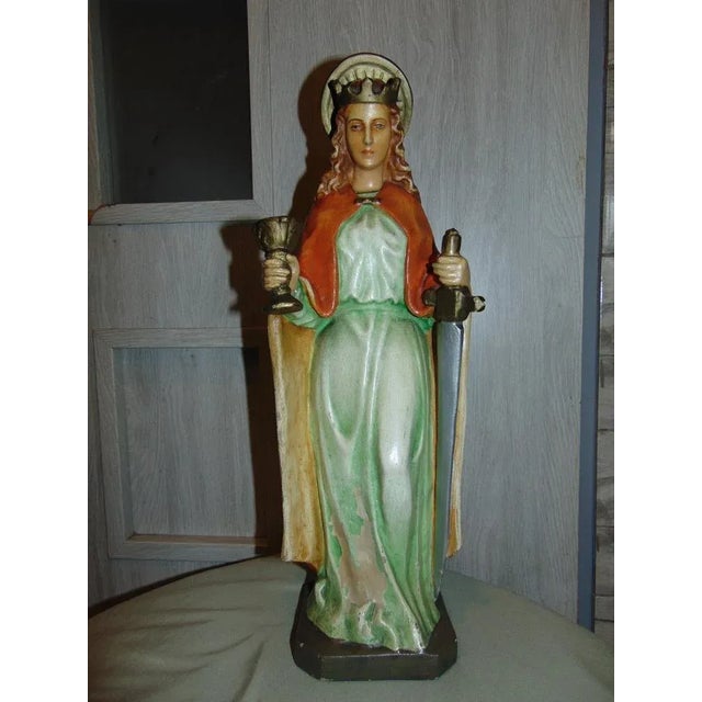 Pre-War Plaster Figure of Saint Jadwiga the Queen, 1920s For Sale - Image 11 of 11