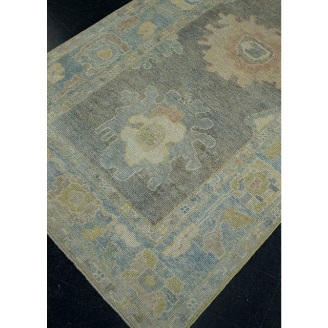 Turkish Turkish Oushak Rug 3'11" x 9'5" #18038 For Sale - Image 3 of 8