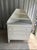Traditional White Display Cabinet With Gray and White Marble Top and Tiered Shelves For Sale - Image 3 of 5