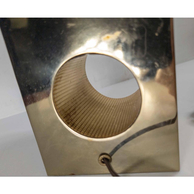 Wood Mid-Century Modern Walnut and Gilt Metal Table Lamp For Sale - Image 7 of 10