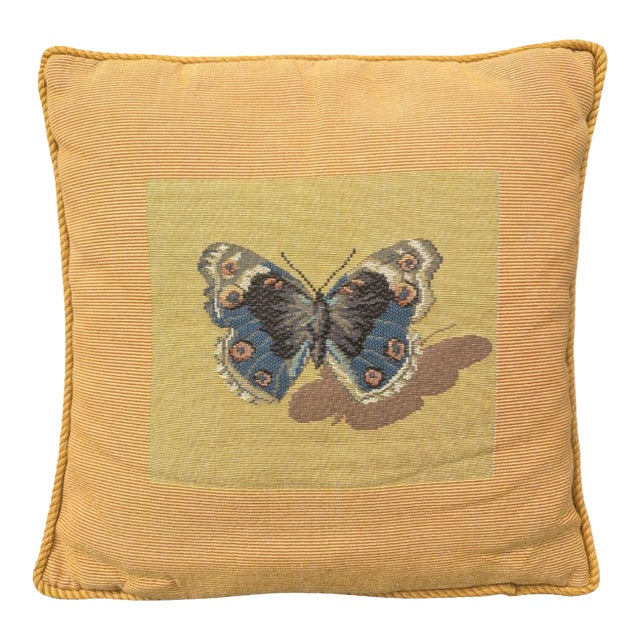 Mid Century Handmade Butterfly Tapestry Pillow For Sale