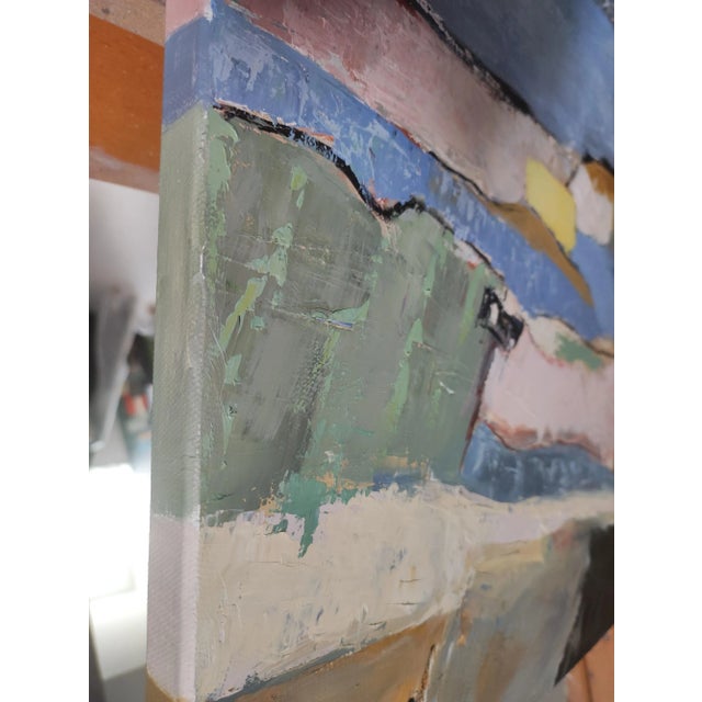 French Country "Vibrato Landcape" Original Contemporary Oil Painting on Canvas by Sophie Dumont, Framed For Sale - Image 3 of 10