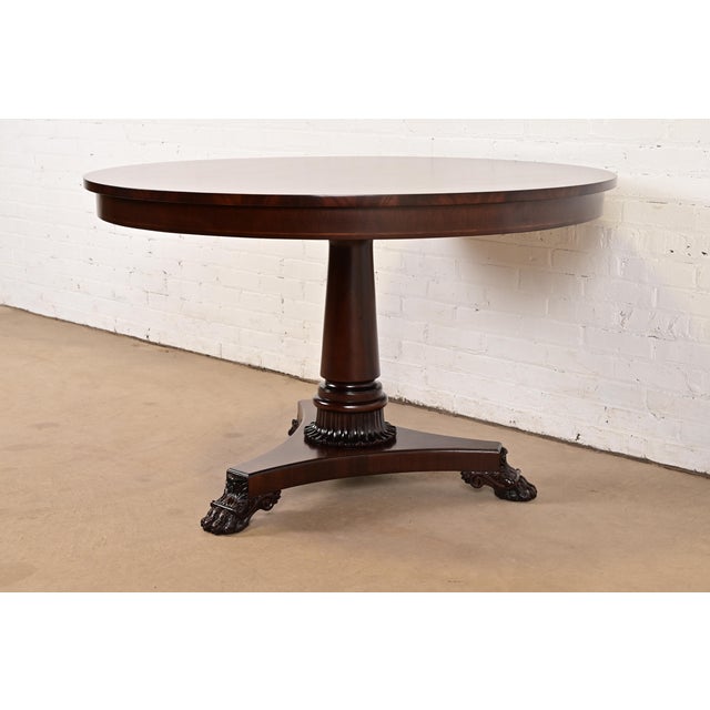 Kindel Furniture Kindel Furniture Neoclassical Banded Oak Pedestal Center Table or Breakfast Table For Sale - Image 4 of 11