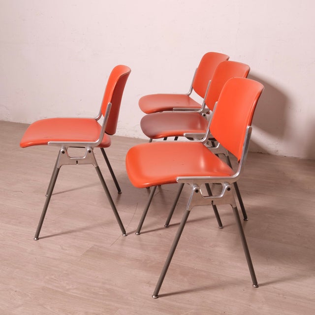 LDSC 106 Chairs in Leather by Giancarlo Pirretti for Jec Castelli, 1970s, Set of 4 For Sale - Image 6 of 18
