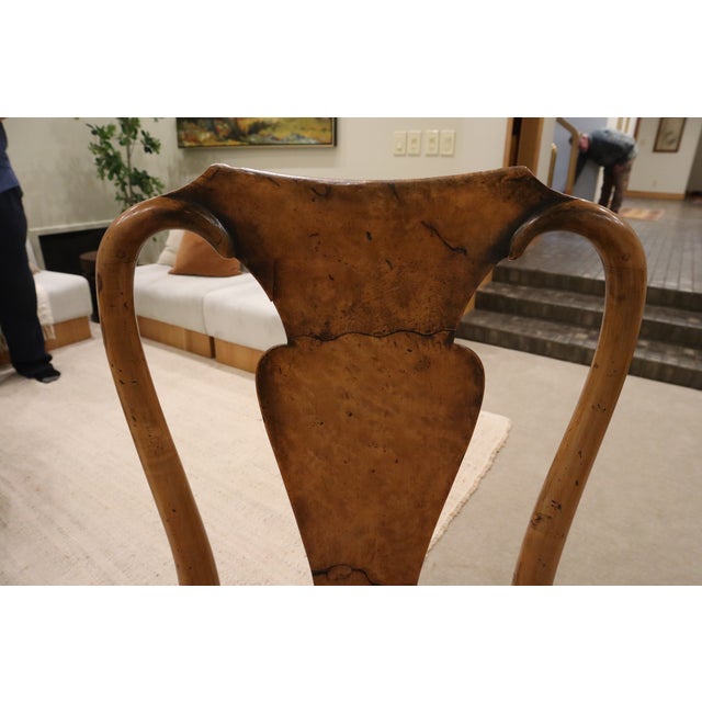 Early 20th Century 8 Fantastic Charles Tozer Walnut Burl English Queen Anne Reproduction Dining Chairs For Sale - Image 5 of 15