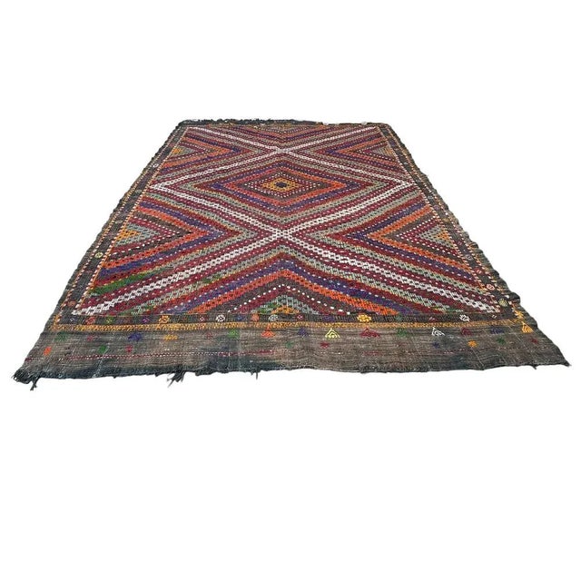 Traditional Turkish Kilim Rug ,Vintage Anatolian Turkish Kelim 295 X 197 Cm, 1930s For Sale - Image 11 of 11