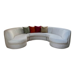 Milo Baughman for Thayer Coggin 1980s Neutral Curved Conversation Sofa For Sale