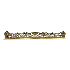 Late 19th Century Late Victorian Brass Fireplace Fender With Pierced Dragon & Foliage Fretwork