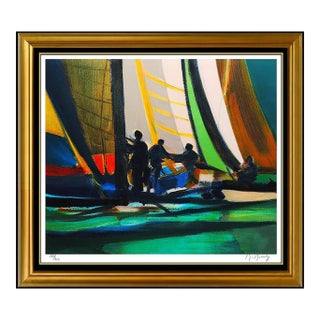 Mid 20th Century Yachtmen a Quai, Marcel Mouly For Sale